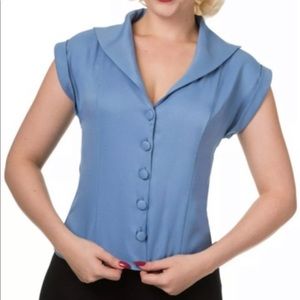 VTG Dancing Days Banned Dream Master Baby Blue Retro Blouse